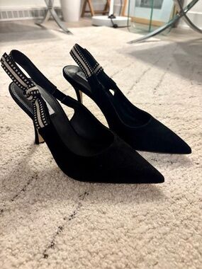 Black Suede Slingback Heels